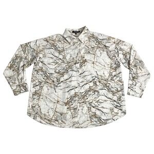 Beulah Style Blouse Top Womens One Size Abstract Marble Print Button Front Chic